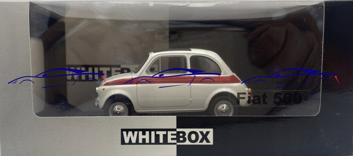 WB124182 - FIAT 500 1960 WHITE/RED 1:24 Whitebox Auto Stradali Die Cast  Modellino - Whitebox